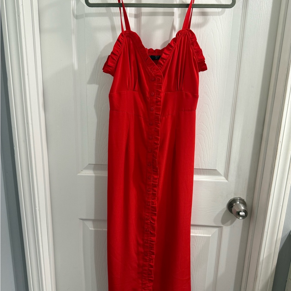 Topshop Vibrant Red Button Down Dress